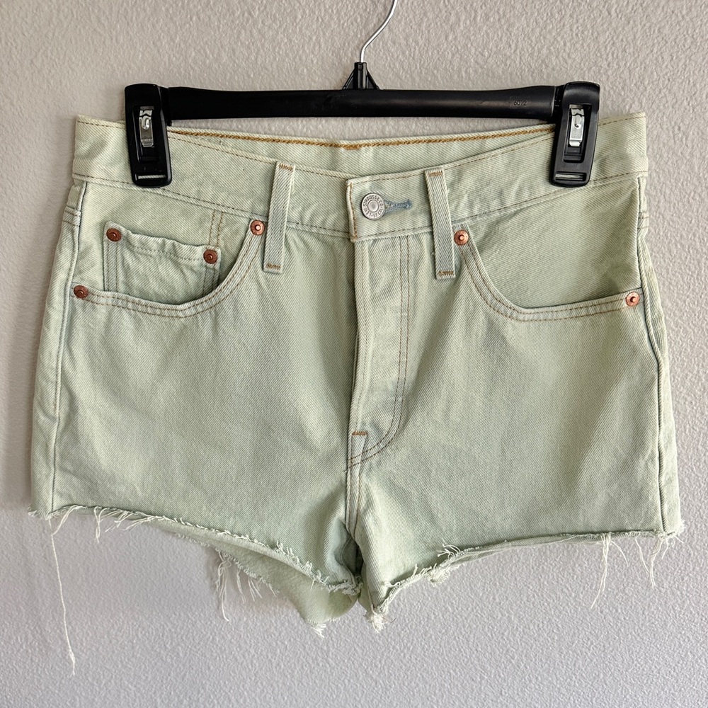 Levi’s 501 Light Green Premium Denim Women Shorts Button Fly